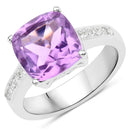 3.97 Carat Genuine Pink Amethyst and White Topaz .925 Sterling Silver Ring-1