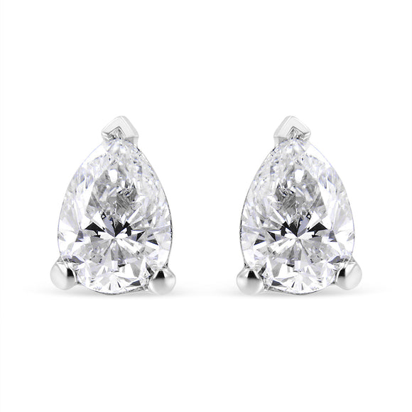14K White Gold 1/2 Cttw Pear Shape Solitaire Lab Grown Diamond Stud Earrings (F-G Color, VS2-SI1 Clarity)