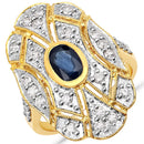 1.54 Carat Genuine Blue Sapphire and White Diamond .925 Sterling Silver Ring-1