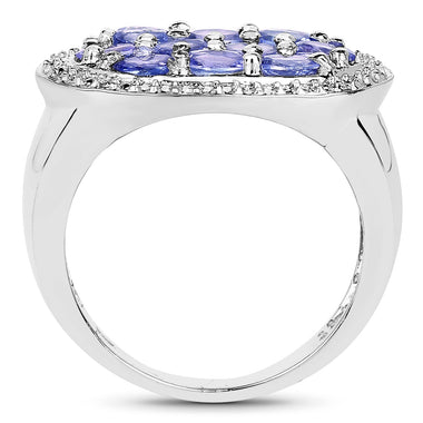 1.70 Carat Genuine Tanzanite .925 Sterling Silver Ring - 0