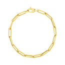 14K Yellow Gold Bold Paperclip Chain Bracelet-4
