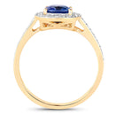 1.31 Carat Genuine Blue Sapphire and White Diamond 18K Yellow Gold Ring-2