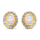 14K Yellow Gold Plated 2.01 Carat Genuine Ethiopian Opal and Tanzanite .925 Sterling Silver Earrings-1