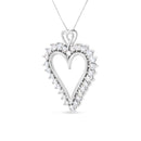 .925 Sterling Silver 1 3/4 Cttw Round Diamond Lined Open Heart Pendant 18" Necklace (I-J Color, I2-I3 Clarity)-2
