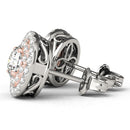 14k White and Rose Gold Round Halo Diamond Earrings (3/4 cttw)-2
