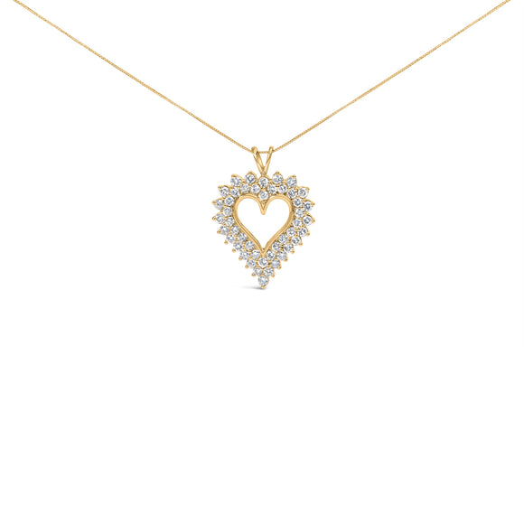 14K Yellow Gold Plated .925 Sterling Silver 3.00 Cttw Round Cut Diamond Cluster Heart 18" Pendant Necklace (K-L Color, I1-I2 Clarity)
