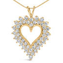 14K Yellow Gold Plated .925 Sterling Silver 3.00 Cttw Round Cut Diamond Cluster Heart 18" Pendant Necklace (K-L Color, I1-I2 Clarity)-5