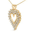 14K Yellow Gold Plated .925 Sterling Silver 3.00 Cttw Round Cut Diamond Cluster Heart 18" Pendant Necklace (K-L Color, I1-I2 Clarity)-6