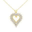 14K Yellow Gold .925 Sterling Silver 4 cttw Round-cut Diamond Cluster Heart Pendant Necklace (K-L Color, I1-I2 Clarity)-4