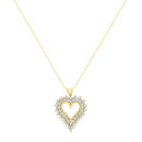 14K Yellow Gold .925 Sterling Silver 4 cttw Round-cut Diamond Cluster Heart Pendant Necklace (K-L Color, I1-I2 Clarity)-5