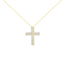 10K Yellow Gold 4.0 Cttw Diamond Two Row Cross 18" Pendant Necklace (J-K Clarity, I1-I2 Color)-6