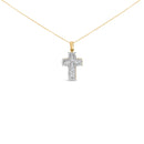 14K Yellow Gold 2.0 Cttw Multi-Row Diamond Cross Pendant Necklace-4