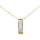 14K Yellow Gold 1/2 Cttw Invisible Set Princess Cut Diamond Vertical Bar Block Pendant 18" Necklace (H-I Color, SI2-I1 Clarity)-5