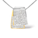 14K White and Yellow Gold 2.0 Cttw Princess Cut Diamond Two Tone Foldover Box Pendant 18â€ Box Chain Necklace (H-I Color, SI1-SI2 Clarity)-5