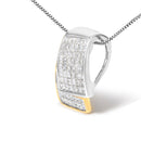 14K White and Yellow Gold 2.0 Cttw Princess Cut Diamond Two Tone Foldover Box Pendant 18â€ Box Chain Necklace (H-I Color, SI1-SI2 Clarity)-6