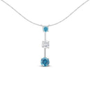 14K White Gold 1 1/2 cttw White and Treated Blue Diamond Pendant Necklace (H-I, I1-I2)-5
