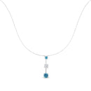 14K White Gold 1 1/2 cttw White and Treated Blue Diamond Pendant Necklace (H-I, I1-I2)-6