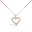 .925 Sterling Silver 1.00 Cttw Diamond Heart 18" Pendant Necklace (I-J Color, I2-I3 Clarity)-5