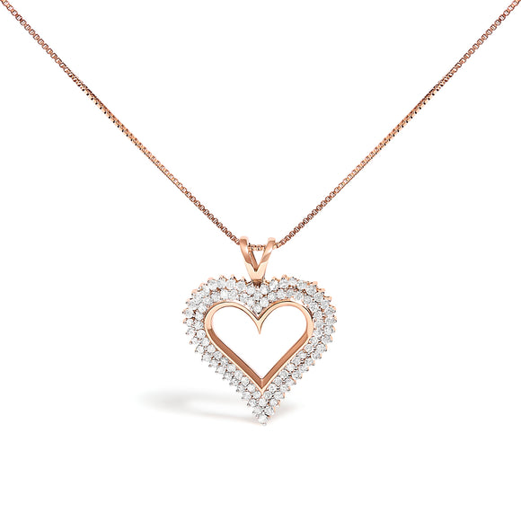 .925 Sterling Silver 1.00 Cttw Diamond Heart 18" Pendant Necklace (I-J Color, I2-I3 Clarity)