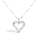 .925 Sterling Silver 1.00 Cttw Diamond Heart 18" Pendant Necklace (I-J Color, I2-I3 Clarity)-1