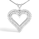 .925 Sterling Silver 1.00 Cttw Diamond Heart 18" Pendant Necklace (I-J Color, I2-I3 Clarity)-2