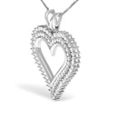 .925 Sterling Silver 1.00 Cttw Diamond Heart 18" Pendant Necklace (I-J Color, I2-I3 Clarity)-3