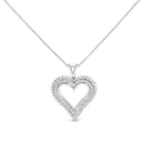 .925 Sterling Silver 1.00 Cttw Lab-Grown Diamond Open Heart Pendant Necklace (F-G Color, VS1-VS2 Clarity) - 18" Inches-5