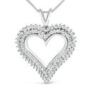 .925 Sterling Silver 1.00 Cttw Lab-Grown Diamond Open Heart Pendant Necklace (F-G Color, VS1-VS2 Clarity) - 18" Inches-6