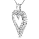 .925 Sterling Silver 1.00 Cttw Lab-Grown Diamond Open Heart Pendant Necklace (F-G Color, VS1-VS2 Clarity) - 18" Inches-7