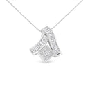 14K White Gold 1 7/8 cttw Princess and Baguette Cut Mixed Geometry Diamond Pendant Necklace (G-H, SI1-SI2)-4