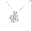 14K White Gold 1 7/8 cttw Princess and Baguette Cut Mixed Geometry Diamond Pendant Necklace (G-H, SI1-SI2)-5