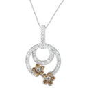 .925 Sterling Silver 1 cttw Round Cut Diamond Floral Garden Pendant Necklace (H-I, I1-I2)-5