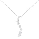 14K White Gold 3.0 Cttw Round-Brilliant & Baguette Cut Diamond S Shaped Graduated 18" Pendant Necklace (I-J Color, I2-I3 Clarity)-4
