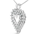 925 Sterling Silver 4.0 Cttw Diamond Two Row Open Heart 18" Pendant Necklace (I-J Color, I2-I3 Clarity)-6