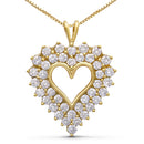 14K Yellow Gold Plated .925 Sterling Silver 4.0 Cttw Diamond Shadow Frame Heart 18" Pendant Necklace (J-K Color, I1-I2 Clarity)-4