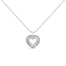.925 Sterling Silver 1.0 Ctw Diamond Shadow Open Heart Halo 18" Pendant Necklace (I-J Color, I1-I2 Clarity)-5
