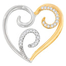 10K Two-Toned Gold 1/10 cttw Round Cut Diamond Swirl Heart Accent Pendant Necklace (H-I, I1-I2)-4