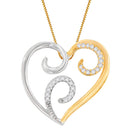 10K Two-Toned Gold 1/10 cttw Round Cut Diamond Swirl Heart Accent Pendant Necklace (H-I, I1-I2)-5