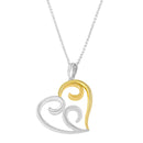 10K Yellow Gold Over .925 Sterling Silver Open Heart with Swirls 18" Box Chain Pendant Necklace-3