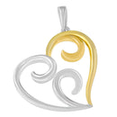 10K Yellow Gold Over .925 Sterling Silver Open Heart with Swirls 18" Box Chain Pendant Necklace-4