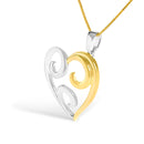 10K Yellow Gold Over .925 Sterling Silver Open Heart with Swirls 18" Box Chain Pendant Necklace-5