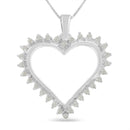 .925 Sterling Silver 1/4 cttw 3-Prong Diamond Open Heart 18" Pendant Necklace (I-J Color, I3 Clarity)-4