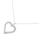 .925 Sterling Silver 1/4 cttw 3-Prong Diamond Open Heart 18" Pendant Necklace (I-J Color, I3 Clarity)-6