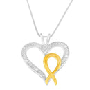 .925 Sterling Silver Two Toned 1/25 cttw Diamond Heart-Ribbon Pendant Necklace (I-J, I2-I3)-5