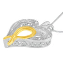 .925 Sterling Silver Two Toned 1/25 cttw Diamond Heart-Ribbon Pendant Necklace (I-J, I2-I3)-6