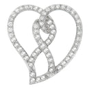 14K White Gold 1.0 Cttw White Diamond Awareness Ribbon & Open Heart 18" Pendant Necklace (H-I Color, I1-I2 Clarity) - White Diamond Ribbon-5