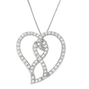 14K White Gold 1.0 Cttw White Diamond Awareness Ribbon & Open Heart 18" Pendant Necklace (H-I Color, I1-I2 Clarity) - White Diamond Ribbon-6