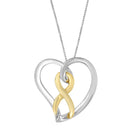 14K Gold and Silver Heart Bow Pendant Necklace-4