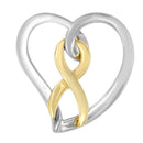 14K Gold and Silver Heart Bow Pendant Necklace-5