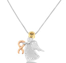 10K Tri-Color Gold Diamond-Accented Angel Awareness Ribbon Pendant Necklace (H-I Color, I1-I2 Clarity)-5